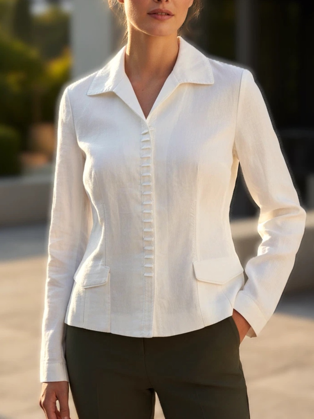 NWT Elie Tahari Pauline Jacket Linen Blend Stretch Size S